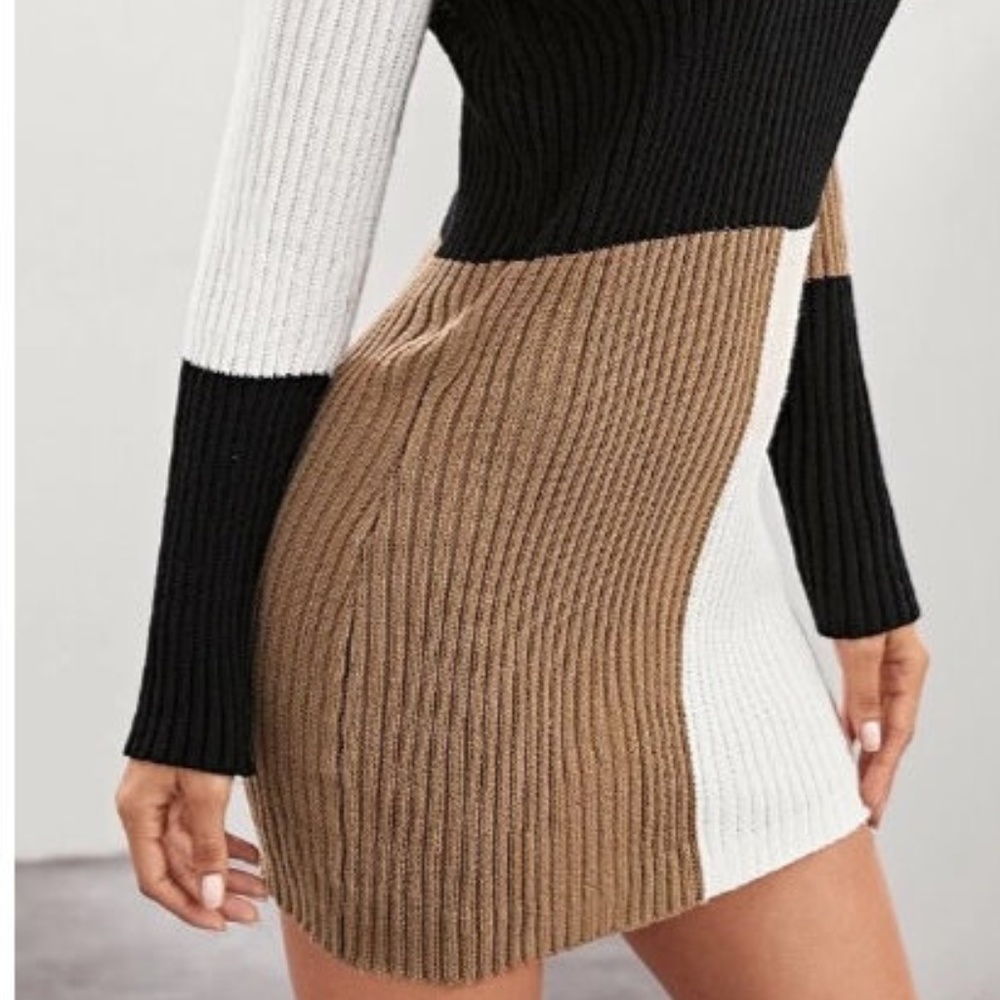 Colorblock Ribbed Sweater Mini Dress - Picture 6 of 6